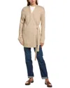 Three Dots Jo Wrap Cardigan In Brown