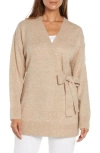 Three Dots Jo Wrap Cardigan In Heather Oatmeal