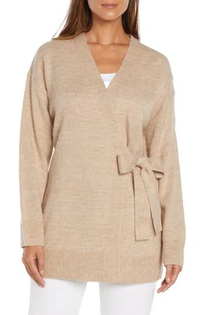 Three Dots Jo Wrap Cardigan In Heather Oatmeal