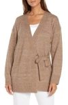 Three Dots Jo Wrap Cardigan In Taupe/gray