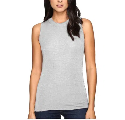 Three Dots Krystine-sleeveless Rib Tank Top In Granite Grey