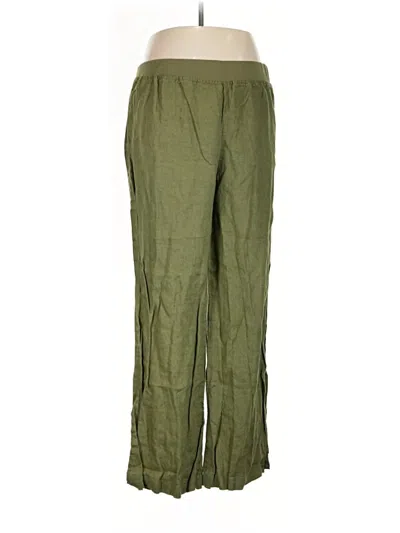 Pre-owned Three Dots Linen Pants In Green