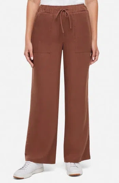 Three Dots Linen Wide Leg Pants In Brown