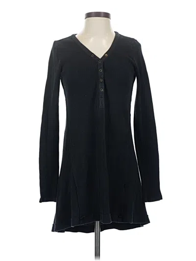 Pre-owned Three Dots Long Sleeve Blouse In Black