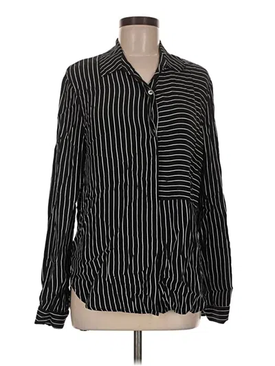 Pre-owned Three Dots Long Sleeve Blouse In Black
