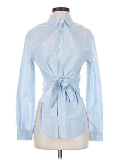 Pre-owned Three Dots Long Sleeve Blouse In Blue