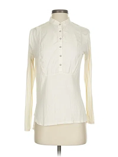 Pre-owned Three Dots Long Sleeve Blouse In Ivory
