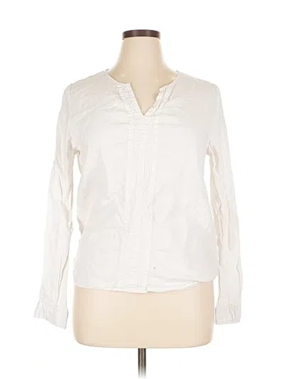 Pre-owned Three Dots Long Sleeve Blouse In White