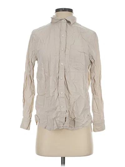 Pre-owned Three Dots Long Sleeve Button Down Shirt In Tan