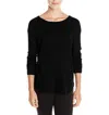 Three Dots Long Sleeve Pocket Tee In Black In Black