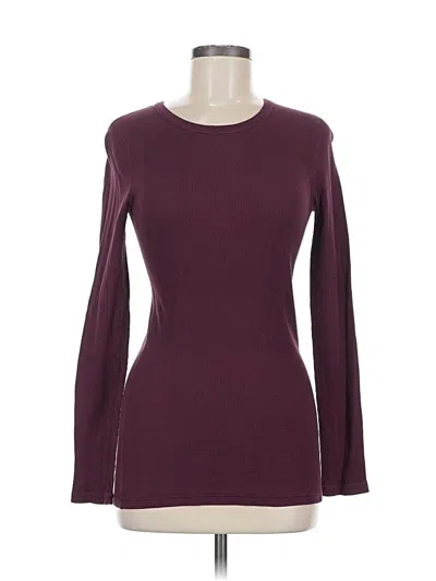 Pre-owned Three Dots Long Sleeve T-shirt In Burgundy