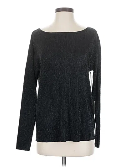 Pre-owned Three Dots Long Sleeve Top Black Boatneck Tops