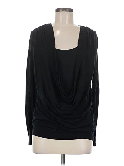 Pre-owned Three Dots Long Sleeve Top Black Cowl Neck Tops