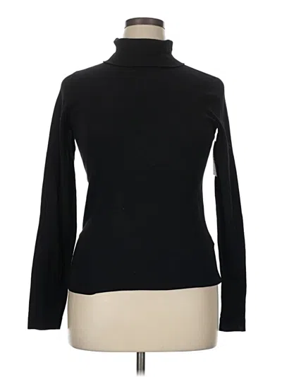 Pre-owned Three Dots Long Sleeve Top Black Turtleneck Tops