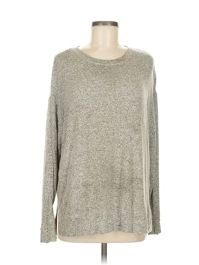 Pre-owned Three Dots Long Sleeve Top Gray Crew Neck Tops