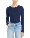 Three Dots Long Sleeve Top In Navy