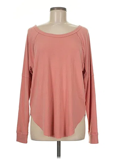 Pre-owned Three Dots Long Sleeve Top Pink Boatneck Tops