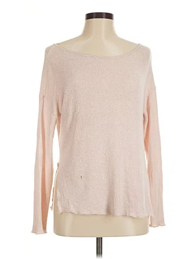 Pre-owned Three Dots Long Sleeve Top Pink Boatneck Tops