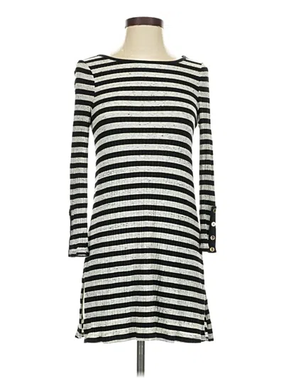 Pre-owned Three Dots Long Sleeve Top Silver Boatneck Tops