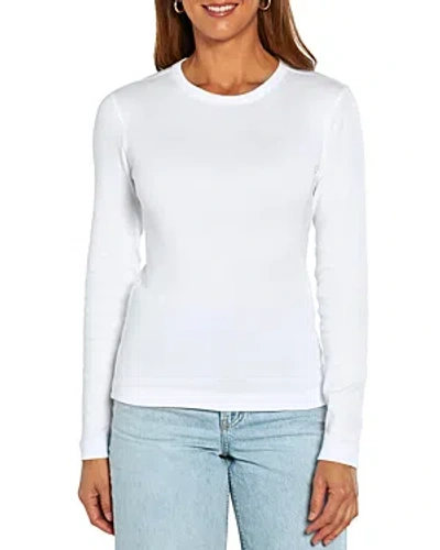 Three Dots Long Sleeve Top In White