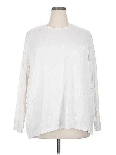 Pre-owned Three Dots Long Sleeve Top White Crew Neck Tops