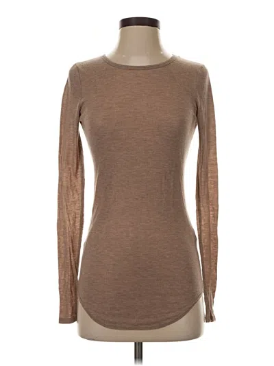 Pre-owned Three Dots Long Sleeve T-shirt In Brown