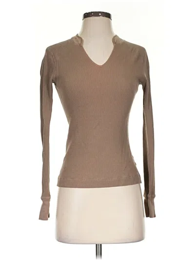 Pre-owned Three Dots Long Sleeve T-shirt In Brown