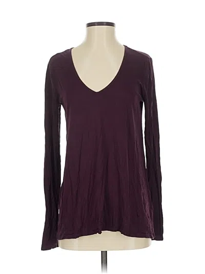 Pre-owned Three Dots Long Sleeve T-shirt In Burgundy