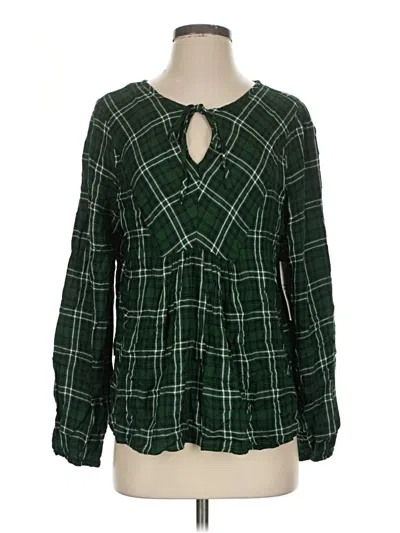 Pre-owned Three Dots Long Sleeve T-shirt In Green