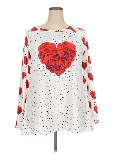 Pre-owned Three Dots Long Sleeve T-shirt In Red