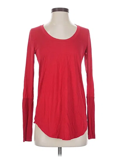 Pre-owned Three Dots Long Sleeve T-shirt In Red