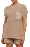 Three Dots Michaela Pocket Knit T-shirt In Brown