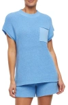 Three Dots Michaela Pocket Knit T-shirt In Blue