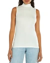 Three Dots Mock Neck Ribbed Tank Top In Whisper White