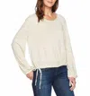 Three Dots Nepps Jersey Neck Short Shirt In Cream In Beige
