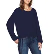 Three Dots Nepps Jersey Neck Short Shirt In Night Iris Blue In Blue