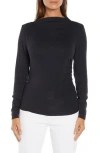 Three Dots Ramy High Neck Long Sleeve Top In Anthracite