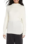 Three Dots Ramy High Neck Long Sleeve Top In Egret