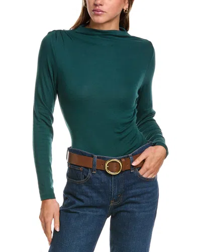 Three Dots Ramy Pleated Top In Green