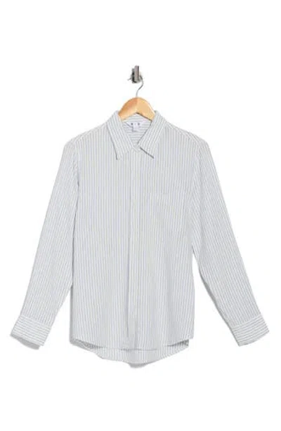 Three Dots Relaxed Fit Linen Blend Button-up Shirt In Gray
