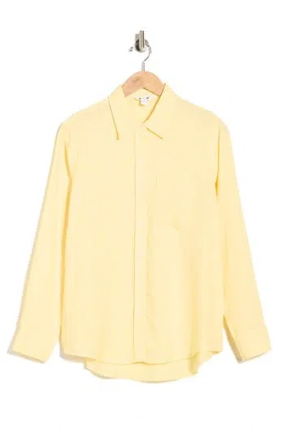 Three Dots Relaxed Fit Linen Blend Button-up Shirt In Yellow