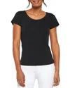 Three Dots Round Neck Slim Fit Tee In Black