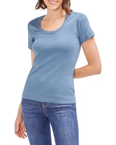 Three Dots Scoop Neck T-shirt In Blue