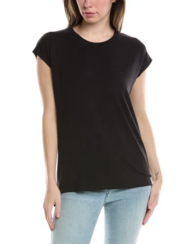 Three Dots Semi Relaxed Cap Sleeve T-shirt In Black