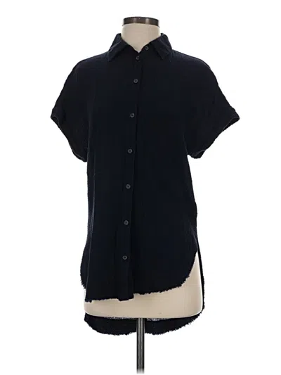 Pre-owned Three Dots Short Sleeve Blouse In Black
