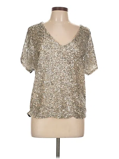 Pre-owned Three Dots Short Sleeve Blouse In Silver