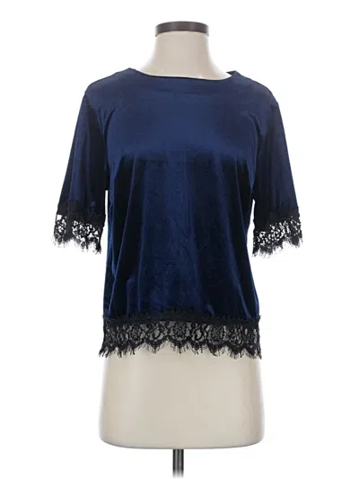 Pre-owned Three Dots Short Sleeve Top Blue Boatneck Tops