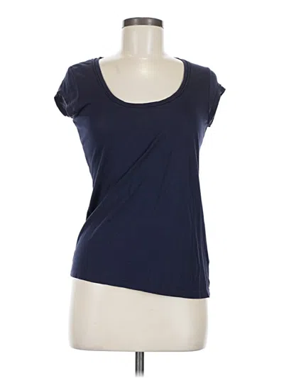 Pre-owned Three Dots Short Sleeve Top Blue Scoop Neck Tops
