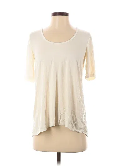 Pre-owned Three Dots Short Sleeve Top Ivory Scoop Neck Tops In White