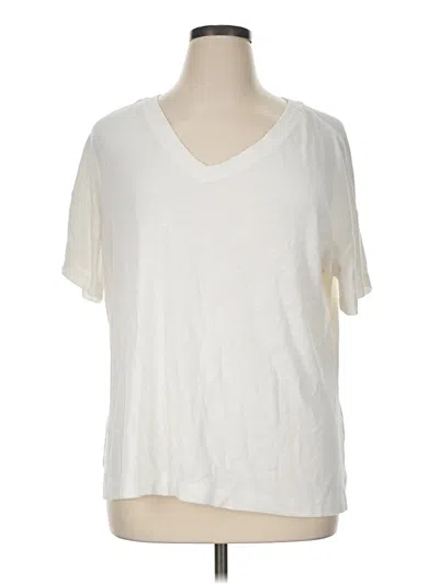 Pre-owned Three Dots Short Sleeve Top Ivory V-neck Tops